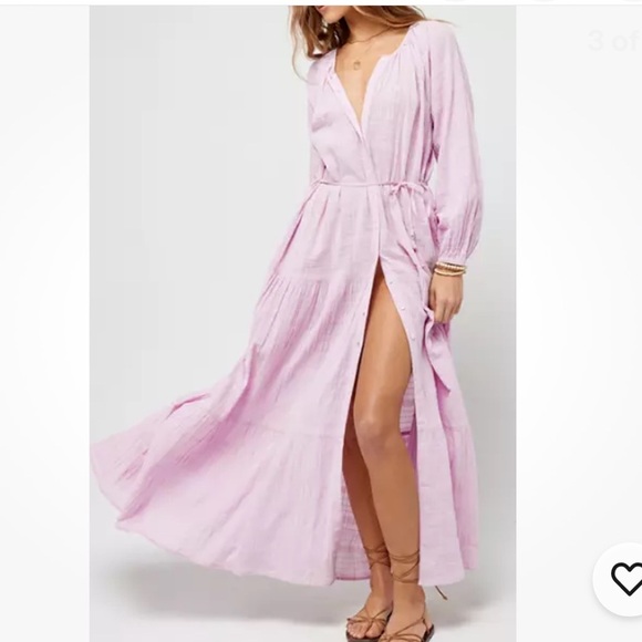 L*Space NWT Lilac Napali Button Down Maxi Dress Oversized Size Small - Picture 5 of 16